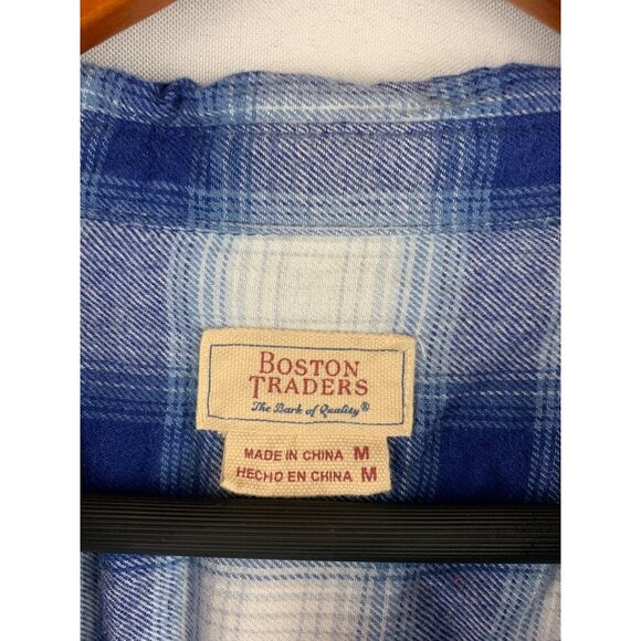Boston Traders Womens Blue Plaid Long Sleeve Shirt M Cotton/Modal - Picture 4 of 7